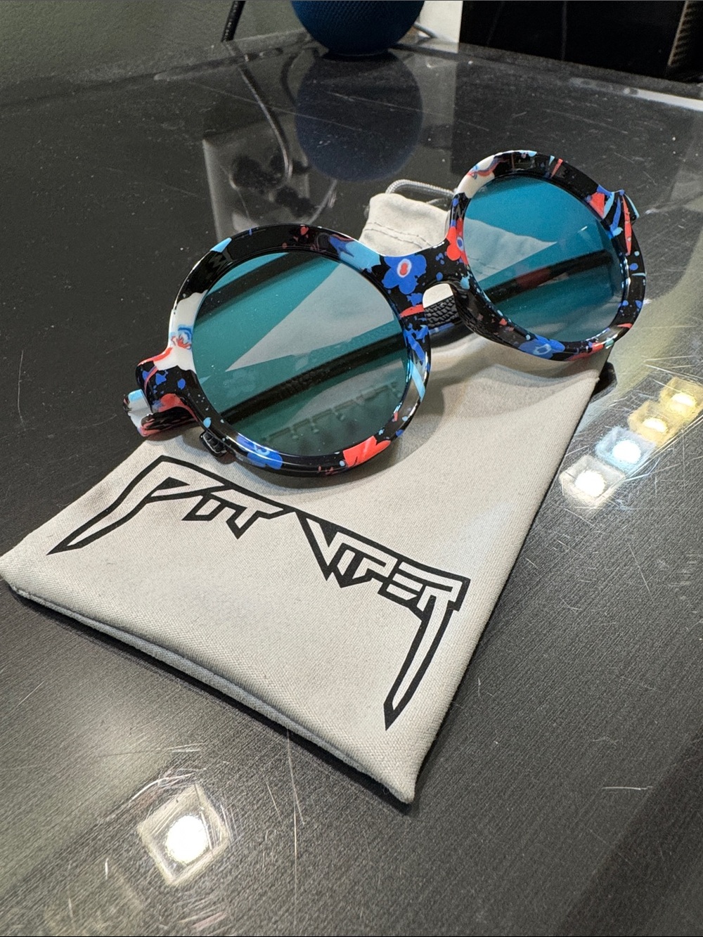 Pit viper America USA Blue Tinted Round Sunglasses The Freedom Ring Mooner